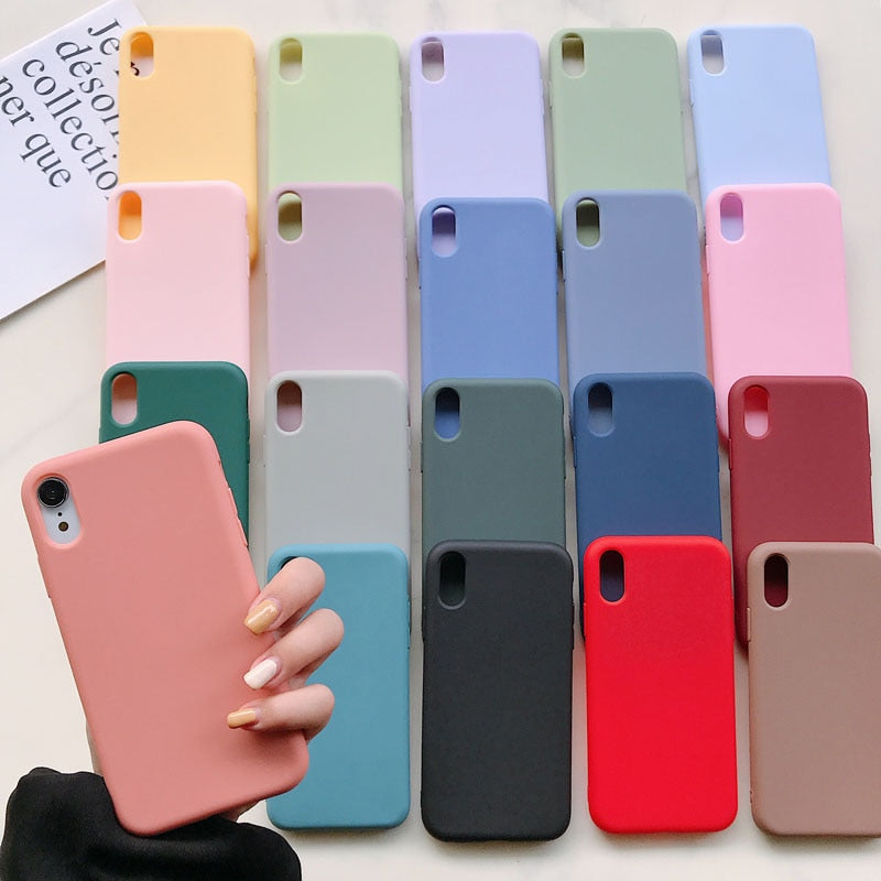 Luxury Silicone Phone Case for iPhone 11 12 Pro Max mini Soft Candy Cover for iPhone iPhone XR XS X 6 6S 7 8 Plus Cases freeshipping - Best iPhone Cases Accessories