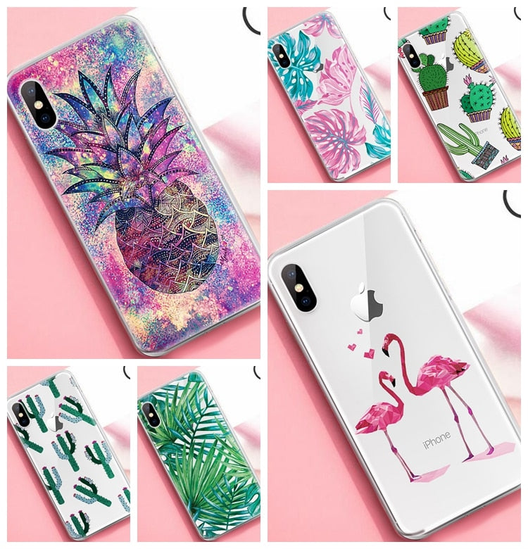 TPU Cactus Pineapple Patterned Case For iPhone X XS Max XR 7 8 6 6S Plus 10 5 S 5S SE Ultra Thin TPU Cover Phone Cases freeshipping - Best iPhone Cases Accessories
