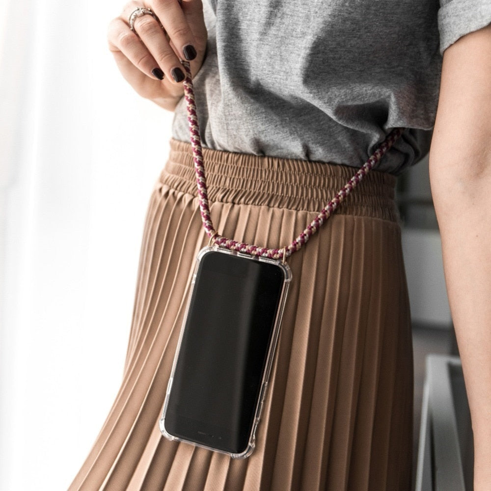 Fancy Holder/Necklace or Shoulder Strap with Clear TPU Case For iPhone freeshipping - Best iPhone Cases Accessories
