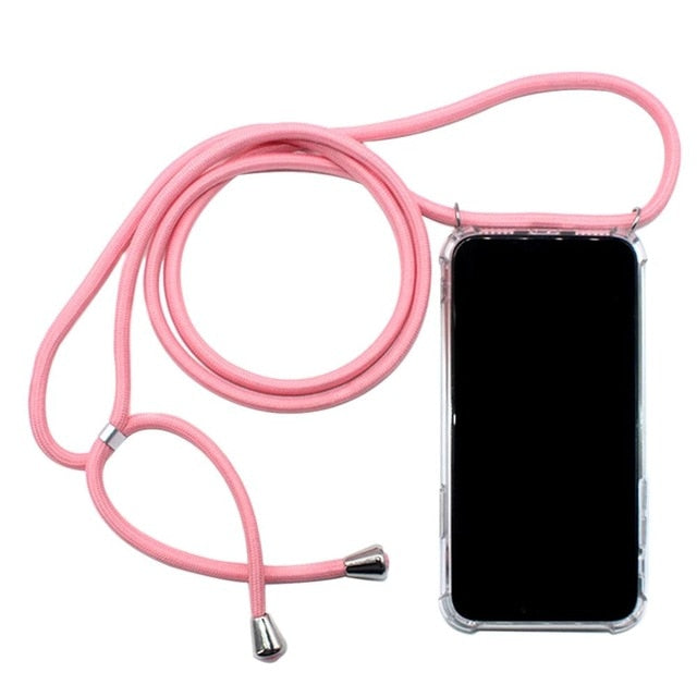 Fancy Holder/Necklace or Shoulder Strap with Clear TPU Case For iPhone freeshipping - Best iPhone Cases Accessories