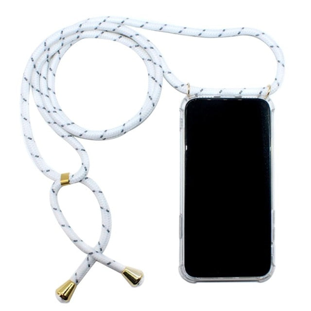 Fancy Holder/Necklace or Shoulder Strap with Clear TPU Case For iPhone freeshipping - Best iPhone Cases Accessories