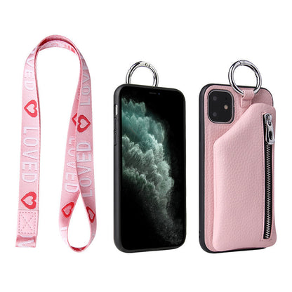 Leather Strap Cord Coin Purse Phone Case