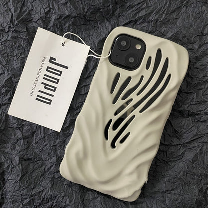 Wavy Cartoon Cute iPhone Case – Soft Rubber Anti-Drop Protective Cover with Heat Dissipation Design