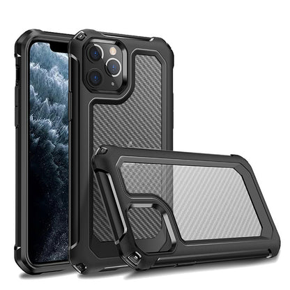 Carbon Fiber Transparent Shockproof Case – Anti-Drop TPU+PC Protective Cover
