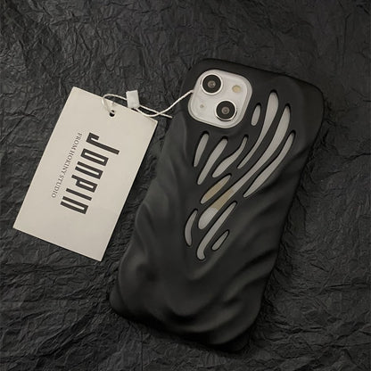 Wavy Cartoon Cute iPhone Case – Soft Rubber Anti-Drop Protective Cover with Heat Dissipation Design