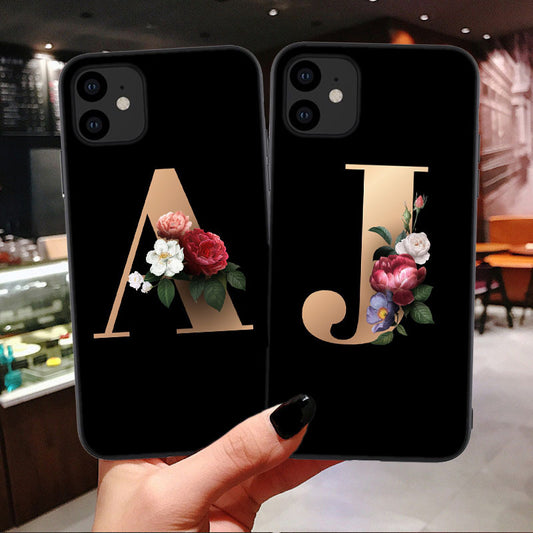 A–Z Alphabet Silicone Phone Case – Personalized TPU Back Cover for iPhone