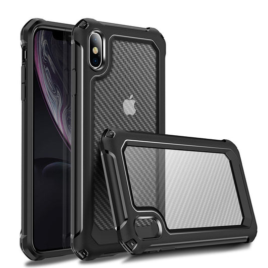 Carbon Fiber Transparent Shockproof Case – Anti-Drop TPU+PC Protective Cover