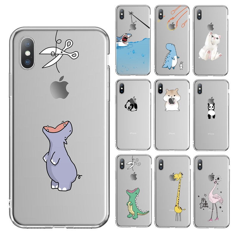 Clear Cute Cartoon Animal iPhone Case Soft TPU freeshipping - Best iPhone Cases Accessories