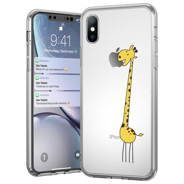 Clear Cute Cartoon Animal iPhone Case Soft TPU freeshipping - Best iPhone Cases Accessories