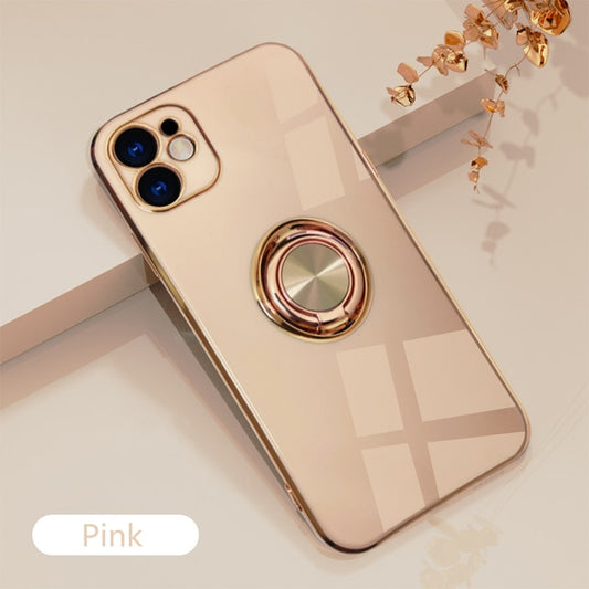 Luxury Plating Silicone Case For iPhone 13 12 11 Pro Xs Max Mini SE X XR 7 8 Plus Plain Metal Ring Holder Stand Soft Phone Cover freeshipping - Best iPhone Cases Accessories