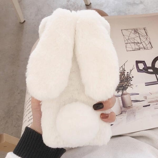 SUYACS Cute Hairy Rabbit Animal Phone Case For iPhone 13 Pro Max 12 Mini 11 Pro Max X XS MAX XR 7 8 Plus Soft Plush Phone Cover freeshipping - Best iPhone Cases Accessories