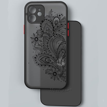 Black Lotus Floral and Feather Print Lace Flower Case For iPhone with Hard Matte Cover freeshipping - Best iPhone Cases Accessories