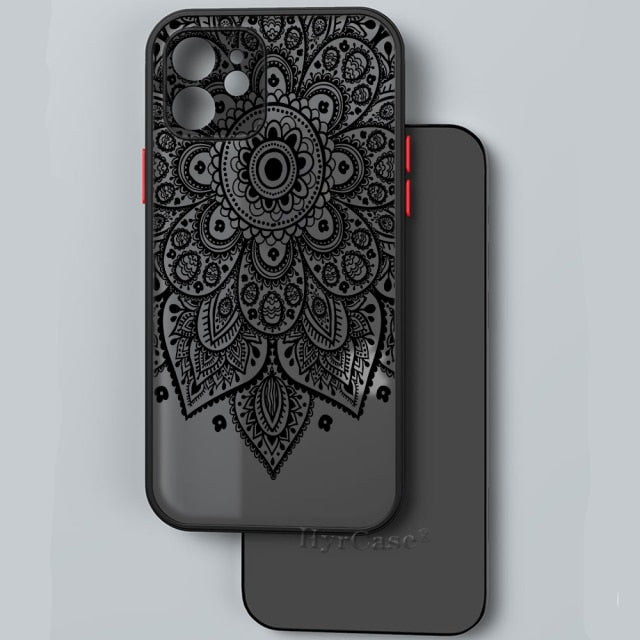 Black Lotus Floral and Feather Print Lace Flower Case For iPhone with Hard Matte Cover freeshipping - Best iPhone Cases Accessories