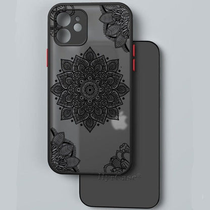 Black Lotus Floral and Feather Print Lace Flower Case For iPhone with Hard Matte Cover freeshipping - Best iPhone Cases Accessories