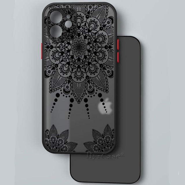 Black Lotus Floral and Feather Print Lace Flower Case For iPhone with Hard Matte Cover freeshipping - Best iPhone Cases Accessories