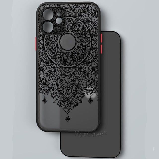 Black Lotus Floral and Feather Print Lace Flower Case For iPhone with Hard Matte Cover freeshipping - Best iPhone Cases Accessories